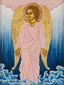 Gabriel, Angel of Water, 2004 (æggetempera og 24k guld på træ)