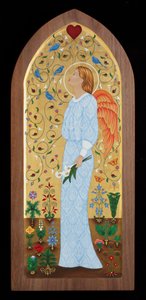 Garden Angel, 2015 (æggetempera og 24k guld på træ) af Jodi Simmons
