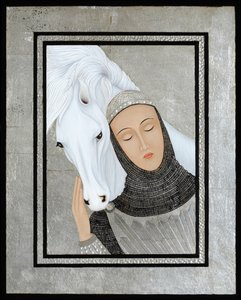 Joan Gathers Strength, 2017 (æggetempera og sterlingsølv på træ)