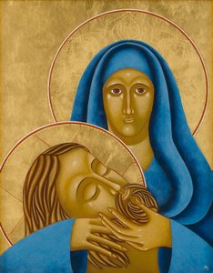 Pieta, 2004 (æggetempera og 24k guld på træ)