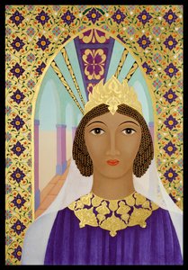 Queen Esther, 2014 (æggetempera og 24k guld på træ)