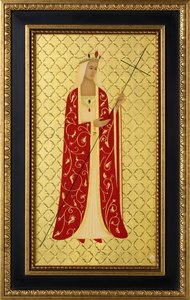 Saint Helena, 2014 (æggetempera og 24k guld på træ) af Jodi Simmons