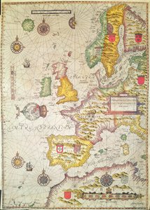 En generel pleje og beskrivelse af Europas kyster og navigation i denne bog indeholdt (håndfarvet gravering) af Jodocus Hondius