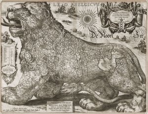 Leo Belgicus - kort over de lave lande (1611)