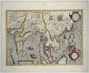 Det indiske subkontinent til Filippinerne via de nordlige dele af den indonesiske øgruppe og den malaysiske halvø, tidligt i det 17. århundrede (farvegravering)