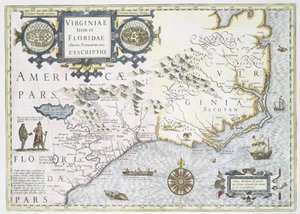 En ny beskrivelse af provinserne Virginia og Florida i Amerika, 1636 af Jodocus Hondius