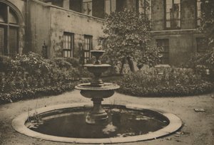 Gammelt morbærtræ og springvand i Garden of Drapers Hall, c1935.