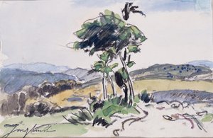 Uden titel (akvarel og kul på papir) af Johan Barthold Jongkind