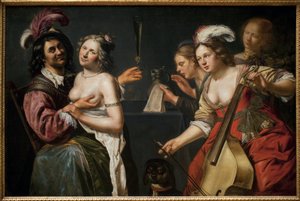 Den fortabte søn eller "allegori over de fem sanser"". Maleri af Johannes Baeck (ca. 1600-1654), olie på lærred af Johan Baeck