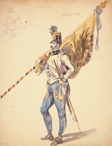 En officer med en bataljonsfarve af et ungarsk infanteriregiment, 1835-1848, 1800-tallet