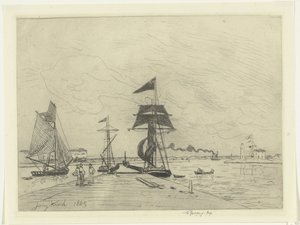 Anløbsbro ved Honfleur af Johan Barthold Jongkind