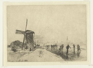 Udsigt over Maassluis Vue de la ville de Maaslins (Hollande) (titel på objekt) af Johan Barthold Jongkind