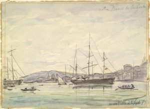 Havnescene, Marseille af Johan-Barthold Jongkind