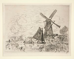 Møller i Holland (Møller i Holland) af Johan Barthold Jongkind