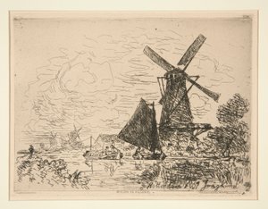Møller i Holland (Møller i Holland) af Johan Barthold Jongkind