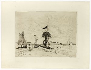 Mole ved havnen i Honfleur af Johan-Barthold Jongkind