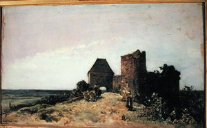 Ruinerne af Chateau de Rozemont (Nievre) 1861 af Johan Barthold Jongkind