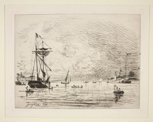 Afslut fra havnen i Honfleur af Johan-Barthold Jongkind