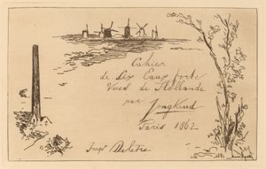 Titelside (Titel på notesbogen med seks raderinger) af Johan Barthold Jongkind