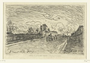 Udgang fra Cochin Hospital (Faubourg Saint-Jacques, Paris) Sortie de la Maison Cochin (Faubourg Saint-Jacques) (titel på objekt) af Johan Barthold Jongkind