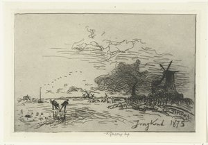 Vinterlandskab nær Rotterdam af Johan Barthold Jongkind