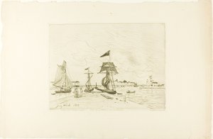 Træmole, Honfleur Port af Johan Barthold Jongkind