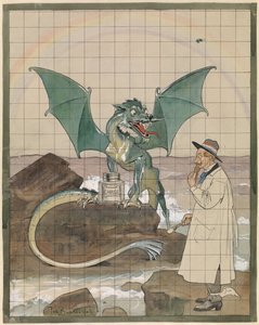 Kunstner med drage ved en gryde Chinol