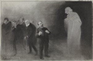 Design til illustration i De Amsterdammer: Forglemmelsen af ​​Schimmel i den Stadschouwburgs nytårsønske, 13. januar 1907