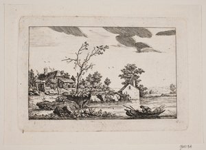 Landskab ved en sø af Johan Bülow