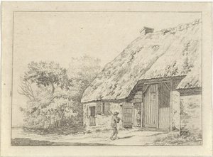 Mand med en spade på en gård af Johan Christiaan Willem Safft
