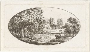 Dam med et tempel med statue på den anden side af Johan Christiaan Willem Safft
