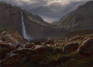 Feige Waterfall (Feifossen), Lysterfjord, Norge af Johan Christian Dahl