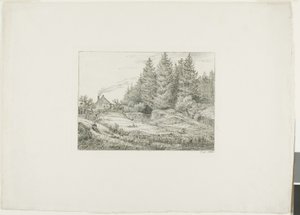 Bondegård i en stedsegrøn skov af Johan Christian Dahl
