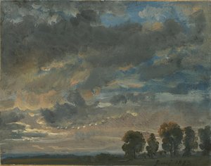 Skyer om aftenen af Johan Christian Dahl