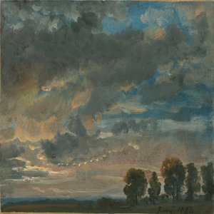 Skyer om aftenen af Johan Christian Dahl