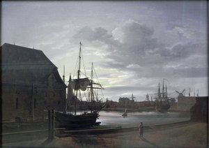 Frederiksholms Kanal i København med Christian 4.s bryggeri af Johan Christian Dahl
