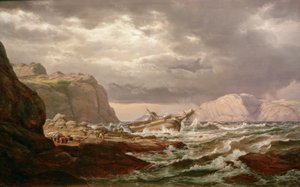 Strandet skib på den norske kyst af Johan Christian Dahl