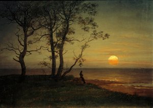 Strand i måneskin af Johan Christian Dahl