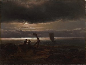 Mor og barn ved havet af Johan Christian Dahl