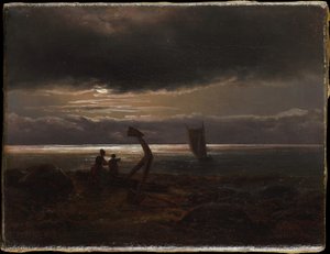 Mor og barn ved havet af Johan Christian Dahl