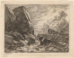 Norsk kyst under en storm af Johan Christian Dahl