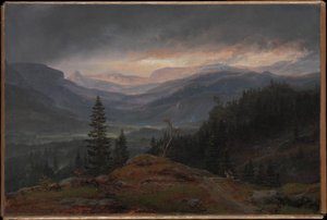 Norsk:  Utsikt over Hallingdal Udsigt over Hallingdal af Johan Christian Dahl