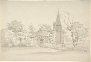 Aller Kirke i Sønderjyllands Amt (Danmark), set fra nord af Johan Christian Dahl