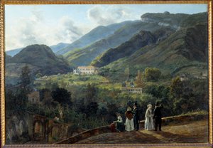 Kasinoet Reale de Quisiana i Castellammare med hoffet i Danmark. Maleri af Johan Dahl (1788-1857) af Johan Christian Dahl