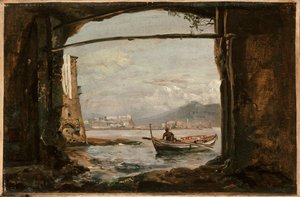 Udsigt fra en grotte nær Posillipo af Johan Christian Dahl