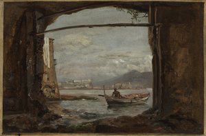 Udsigt fra en grotte nær Posillipo af Johan Christian Dahl