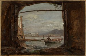 Udsigt fra en grotte nær Posillipo af Johan Christian Dahl