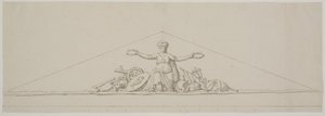 Udkast til en fronton, symboliserende velstanden. af Johan Christoph Petzold