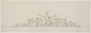 Udkast til en fronton, symboliserende velstanden, med putti af Johan Christoph Petzold