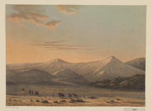 Udsigt over Bromo-vulkanen Det ildpustende bjerg Bromo i 1856 (Probolingo-residens) (titel på objektet)